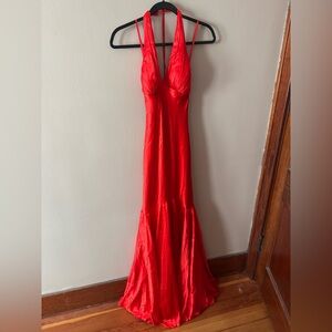 Elegant Red Satin Gown